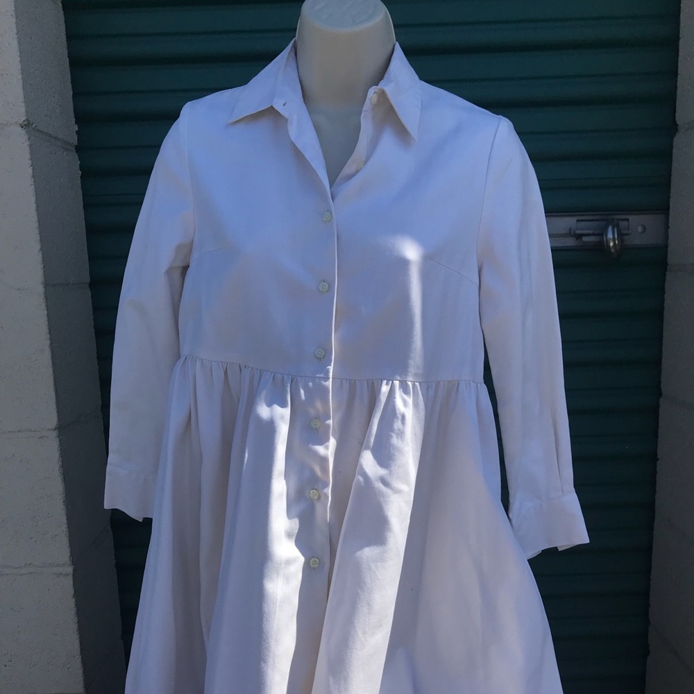 Charles Anaste White Button Up Dress Size Small